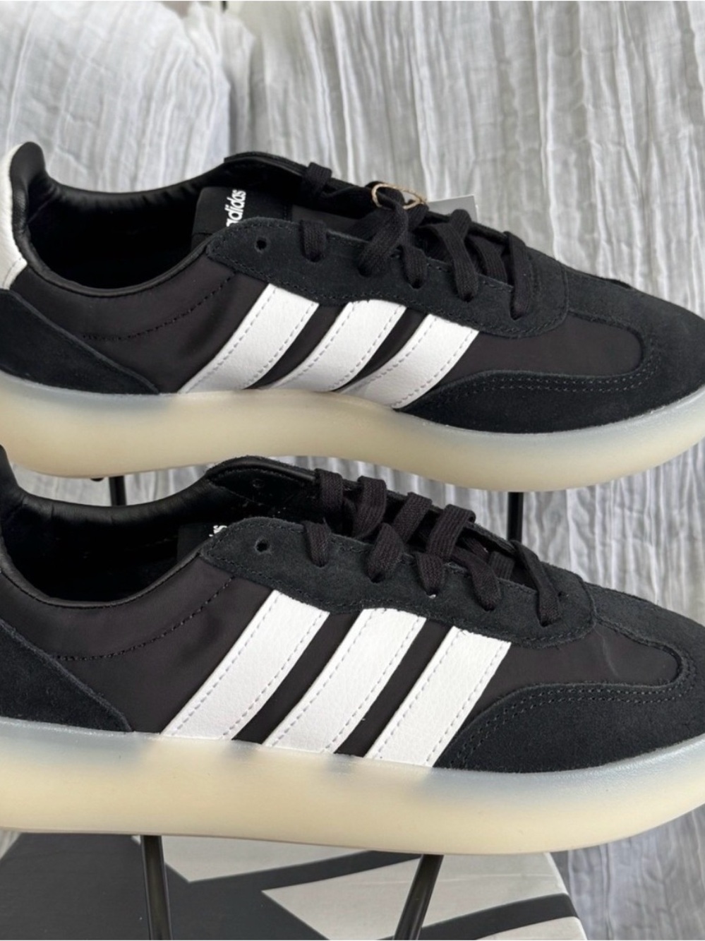 NEW- adidas Black and White Retro-Inspired Low-Top Sneakers